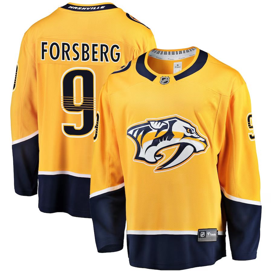 Men Nashville Predators #9 Filip Forsberg Fanatics Branded Gold Breakaway Player NHL Jersey